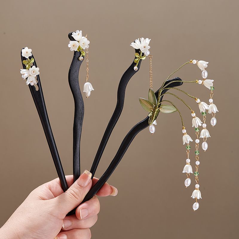 Hair Care Ingredients - Wooden Flower Hairpin Vintage Convallaria Majalis