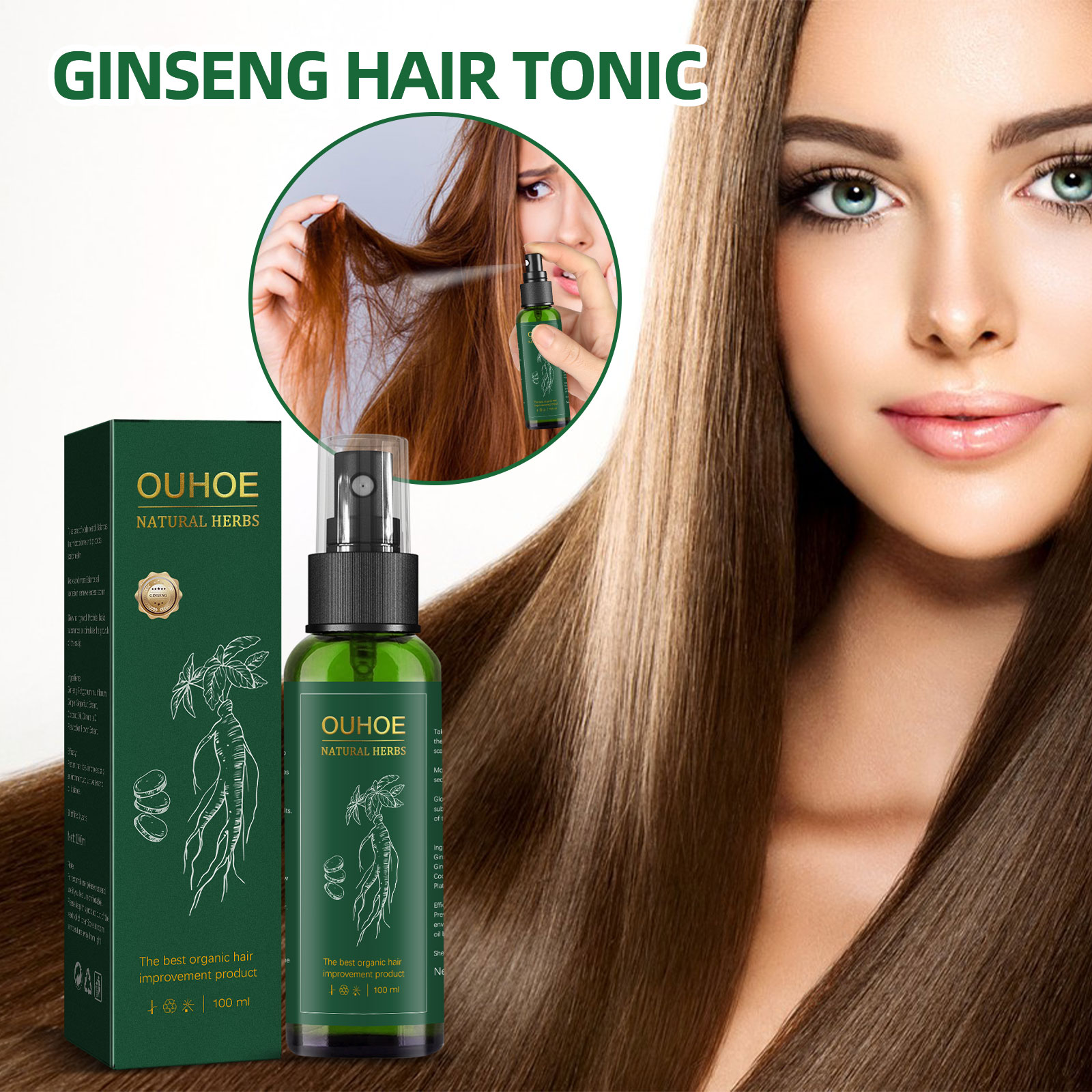 Natural Herbal Ginseng Hair Ca - Hair Care Natural Products recension och pris